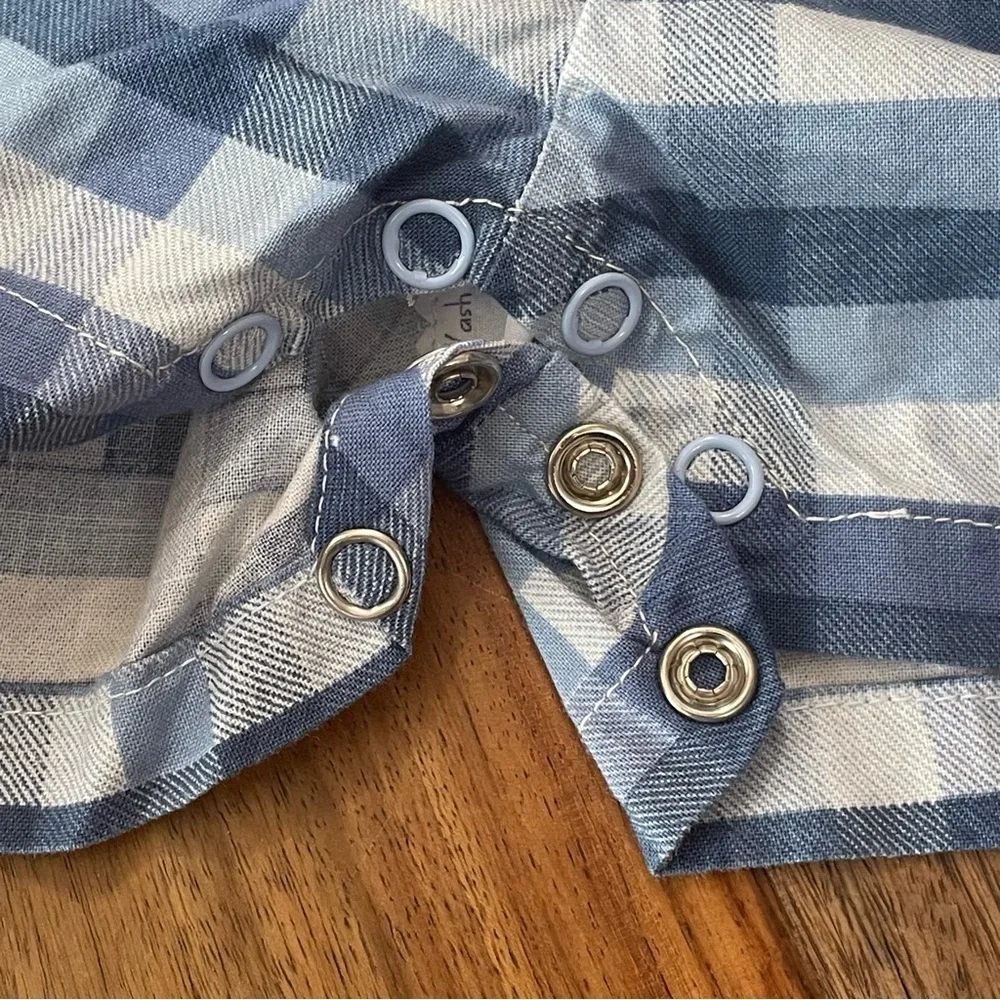 Vintage Tender Touch Baby Handcrafted Blue Plaid Cotton Romper Newborn-Preemie‎